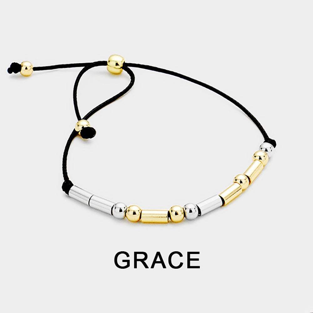 GRACE Message Morse Code Adjustable Cinch Pull Tie Bracelet - Madeline Love - Flyclothing LLC