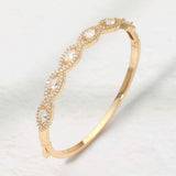 14K Gold Plated Marquise CZ Stone Cluster Around Hinged Bangle Bracelet - Madeline Love - Flyclothing LLC