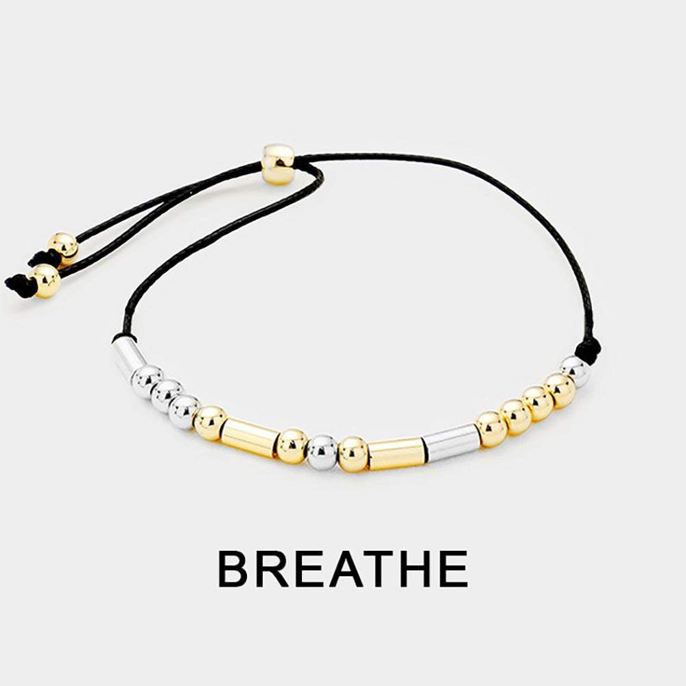 BREATHE Message Morse Code Adjustable Cinch Pull Tie Bracelet - Madeline Love - Flyclothing LLC