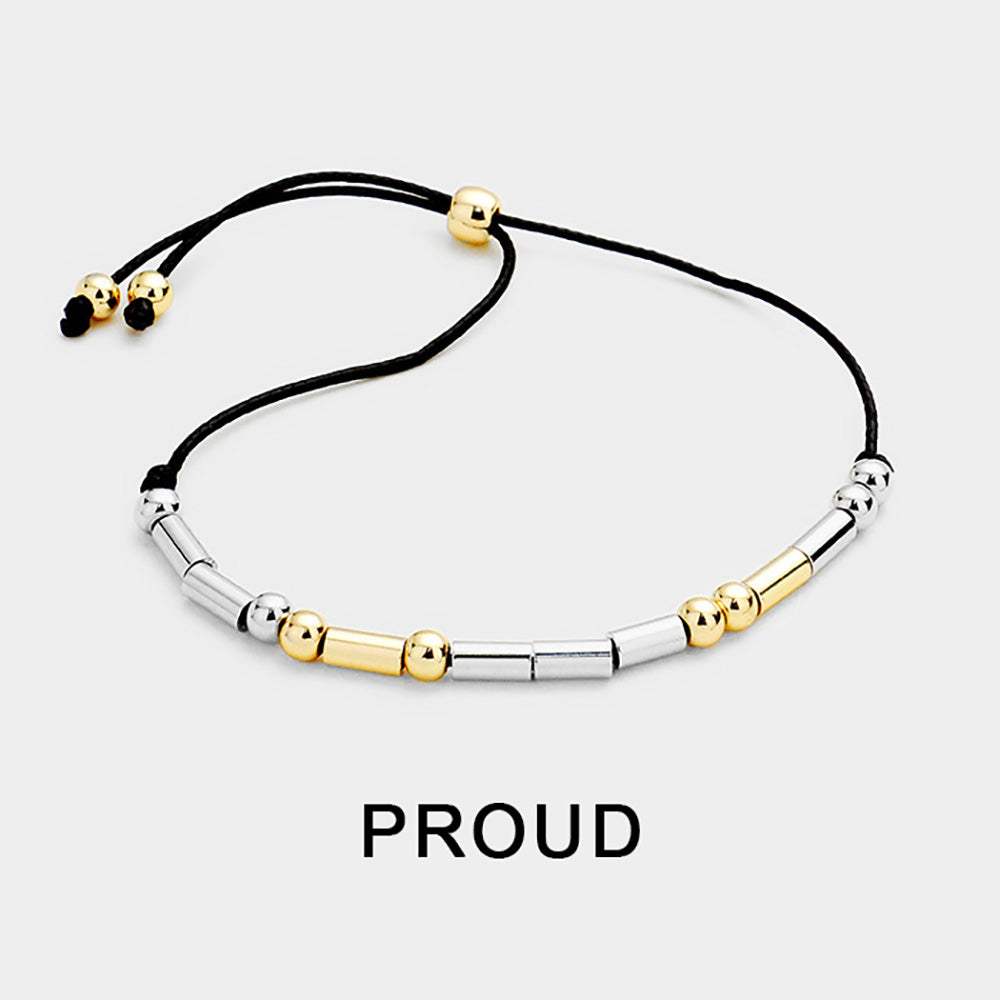 PROUD Message Morse Code Adjustable Cinch Pull Tie Bracelet - Madeline Love - Flyclothing LLC