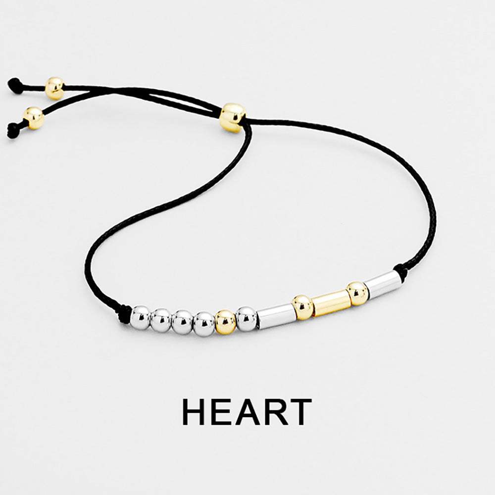 HEART Message Morse Code Adjustable Cinch Pull Tie Bracelet - Madeline Love - Flyclothing LLC