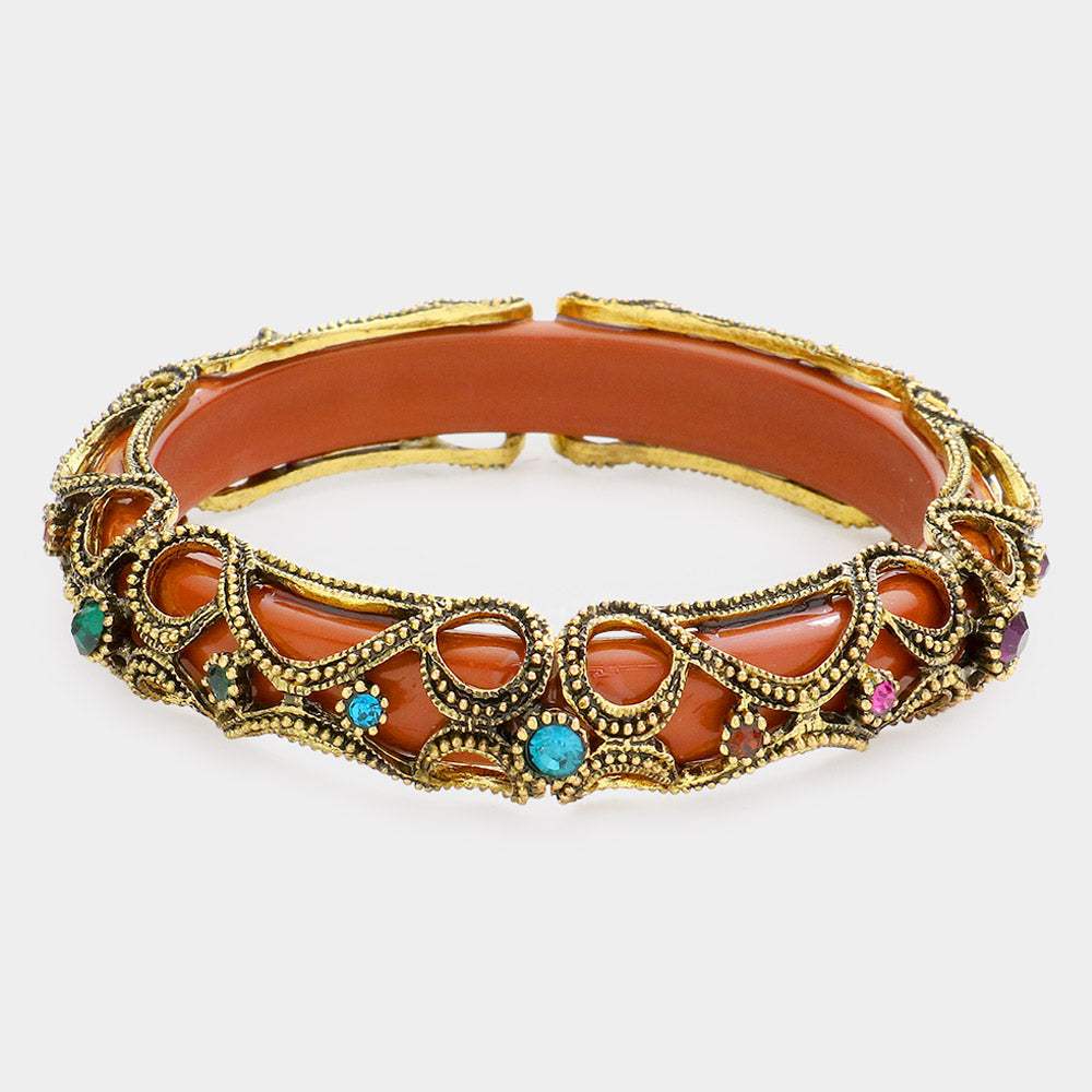 Crystal Accented Metal Tube Bracelet - Madeline Love - Flyclothing LLC