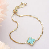 Natural Stone Quatrefoil Cluster Pointed Adjustable Cinch Pull Tie Bracelet - Madeline Love - Flyclothing LLC