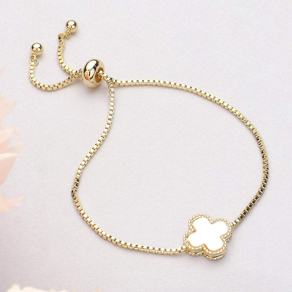 Natural Stone Quatrefoil Cluster Pointed Adjustable Cinch Pull Tie Bracelet - Madeline Love - Flyclothing LLC