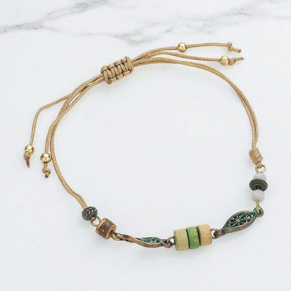 Wooden Beaded Adjustable Cinch Pull Tie Bracelet - Madeline Love - Flyclothing LLC
