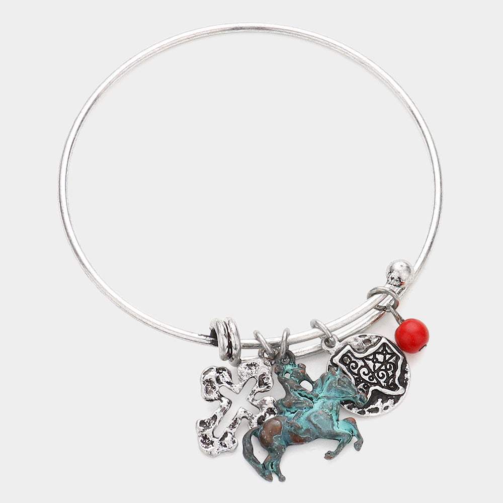 Patina Horse Bangle Bracelet - Madeline Love - Flyclothing LLC