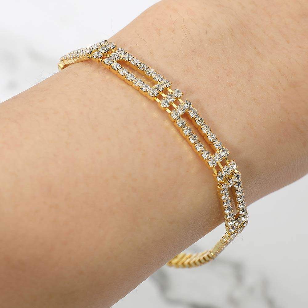 Geometric Rhinestone Pave Bracelet - Madeline Love - Flyclothing LLC