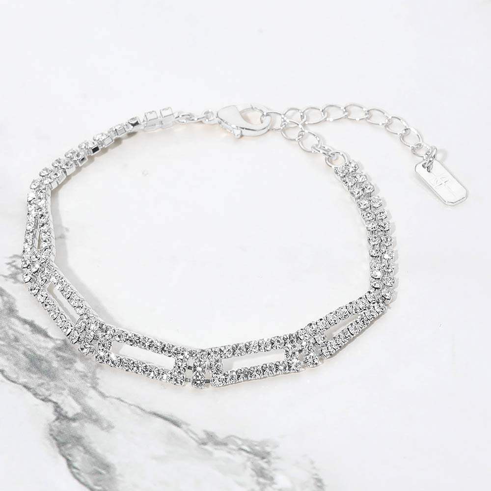 Geometric Rhinestone Pave Bracelet - Madeline Love - Flyclothing LLC