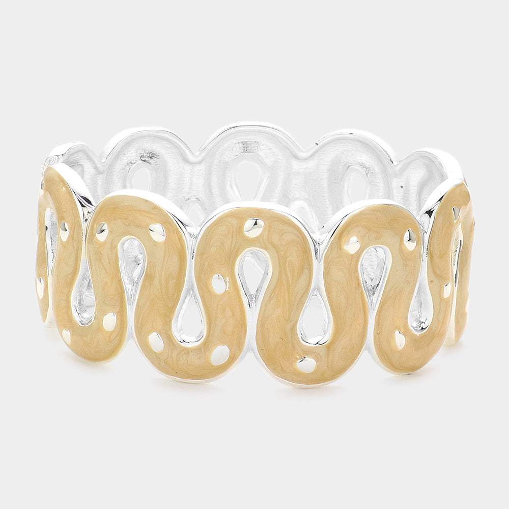 Wavy Enamel Hinged Bracelet - Madeline Love - Flyclothing LLC