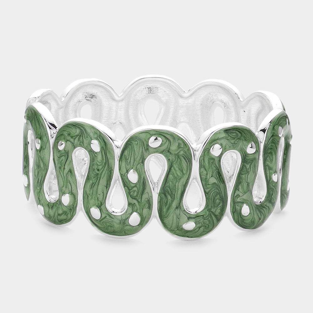 Wavy Enamel Hinged Bracelet - Madeline Love - Flyclothing LLC