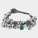 Abstract Metal Bead Stone Cluster Suede Bracelet - Madeline Love - Flyclothing LLC