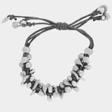 Chunky Metal Bead Coated Cord Adjustable Cinch Pull Tie Bracelet - Madeline Love - Flyclothing LLC