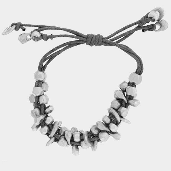 Chunky Metal Bead Coated Cord Adjustable Cinch Pull Tie Bracelet - Madeline Love - Flyclothing LLC