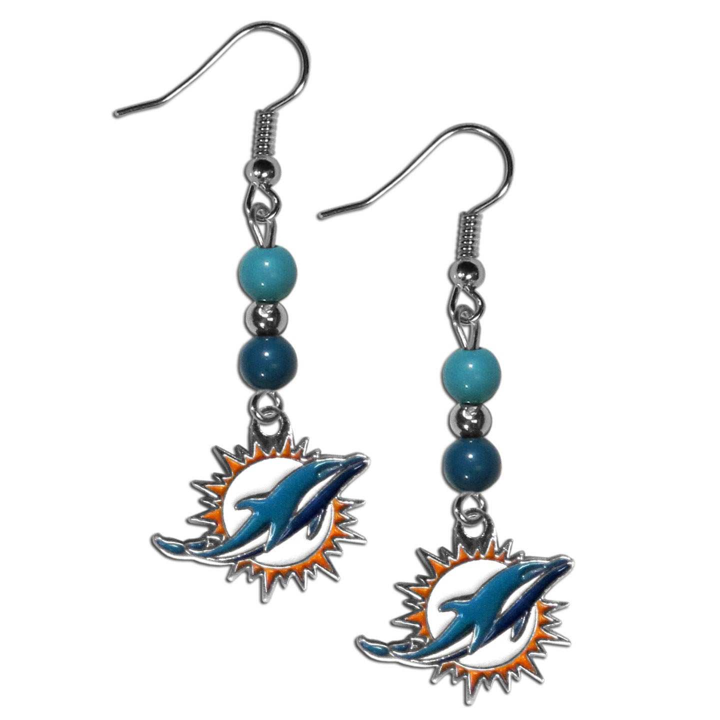 Miami Dolphins Fan Bead Dangle Earrings - Miami Dolphins - Flyclothing LLC