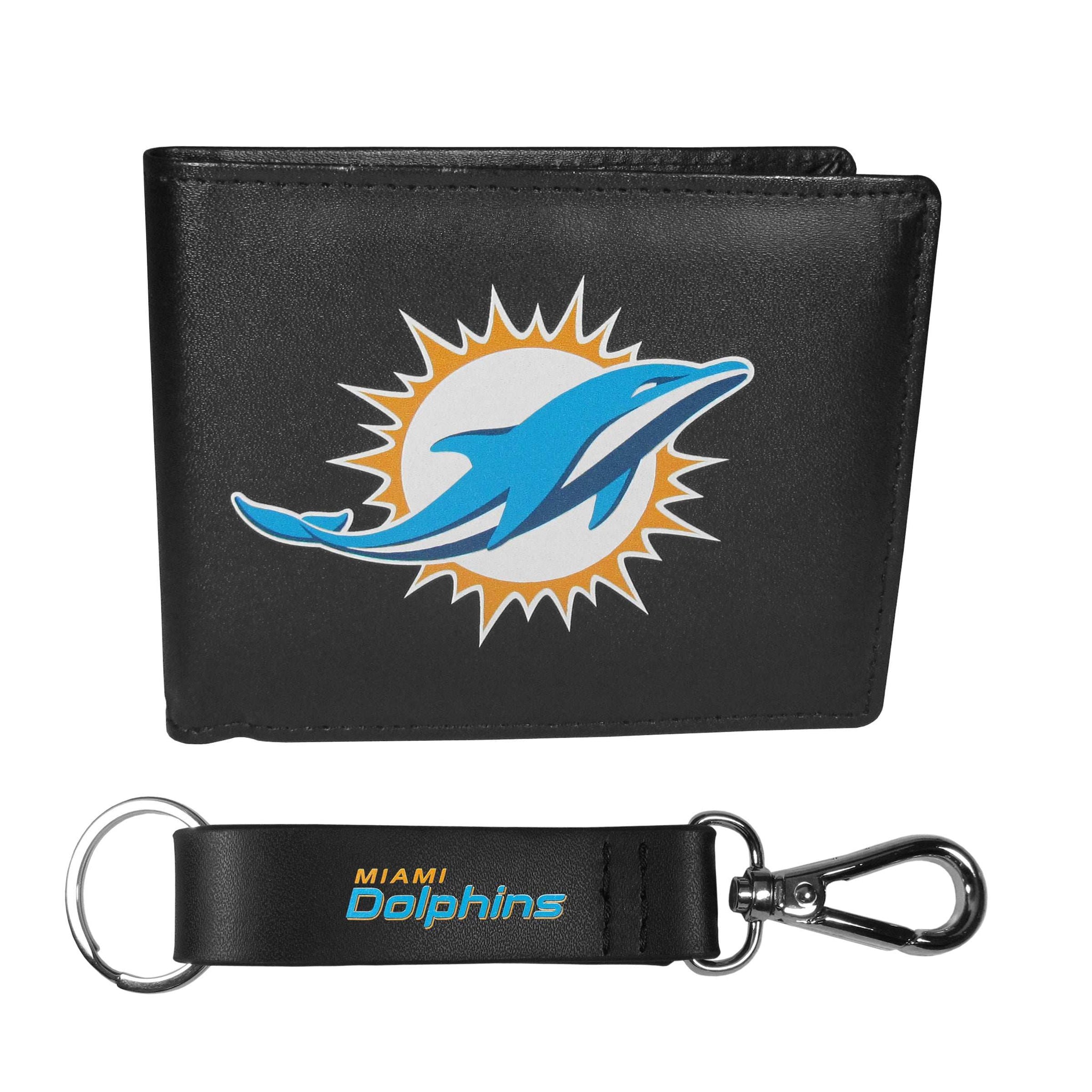 Miami Dolphins Bi-fold Wallet & Strap Key Chain - Miami Dolphins - Flyclothing LLC