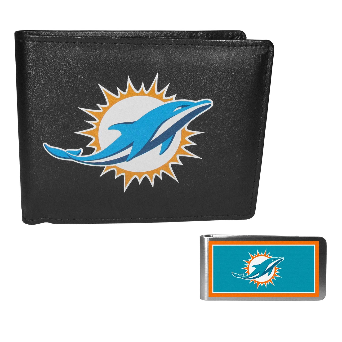 Miami Dolphins Bi-fold Wallet & Color Money Clip - Miami Dolphins - Flyclothing LLC
