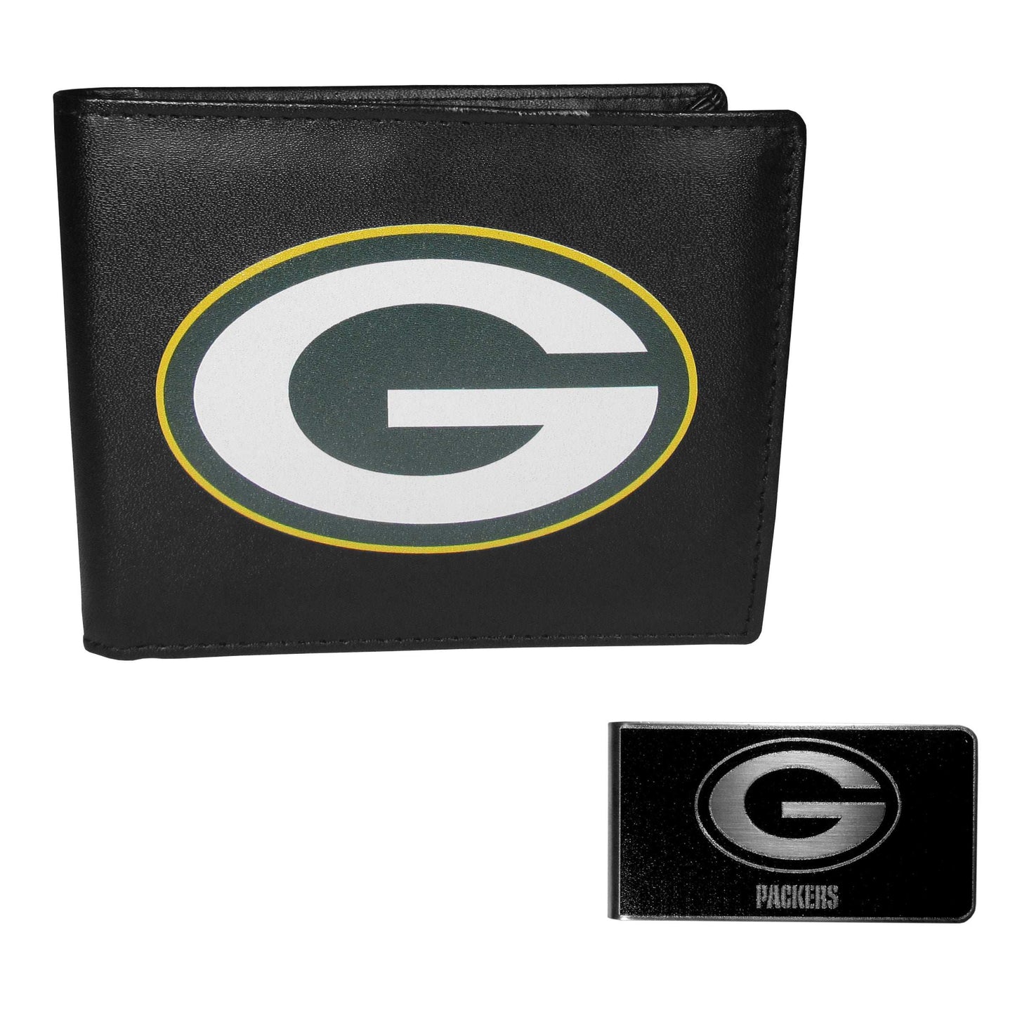 Green Bay Packers Bi-fold Wallet & Black Money Clip - Green Bay Packers - Flyclothing LLC