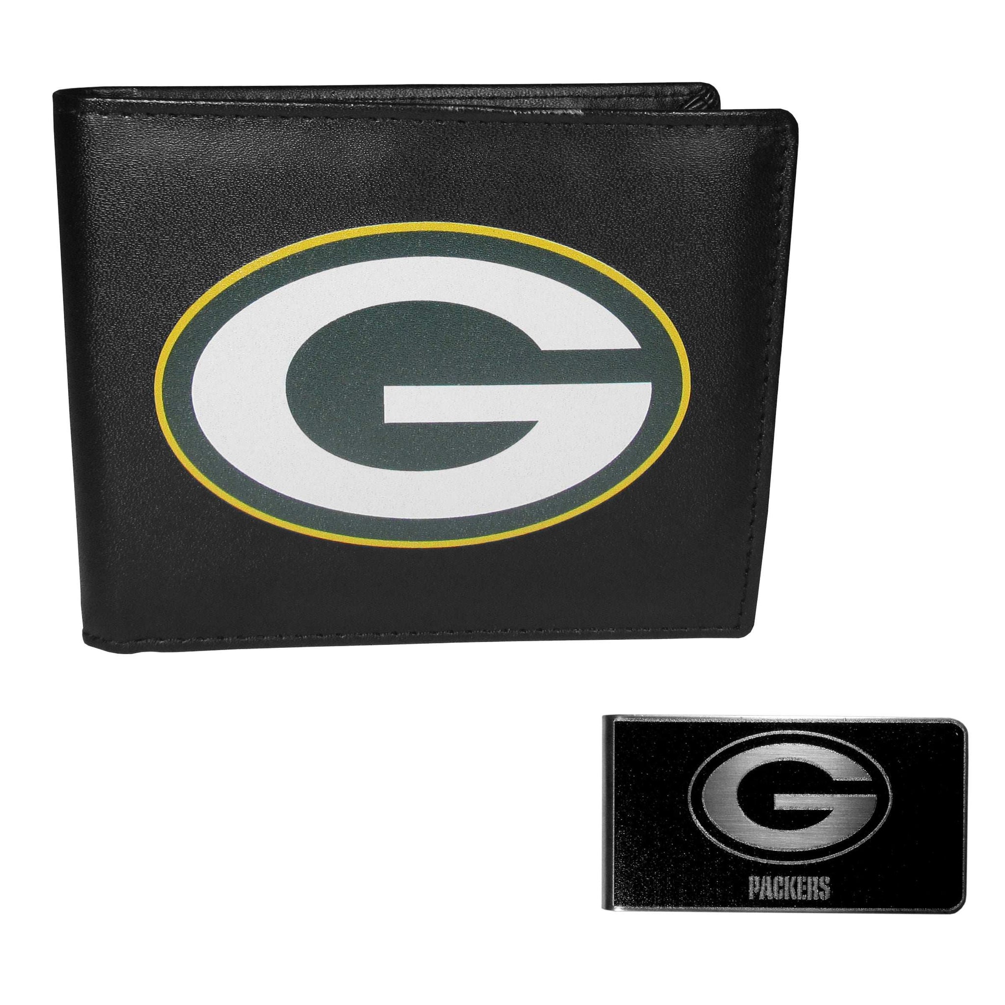 Green Bay Packers Bi-fold Wallet & Black Money Clip - Green Bay Packers - Flyclothing LLC