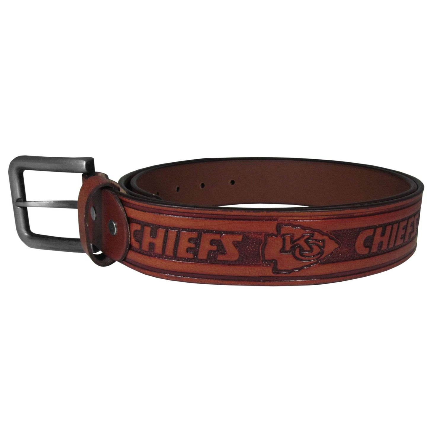 Kansas City Chiefs Leather Embossed Belt - Kansas City Chiefs - Flyclothing LLC