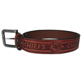 Kansas City Chiefs Leather Embossed Belt - Kansas City Chiefs - Flyclothing LLC