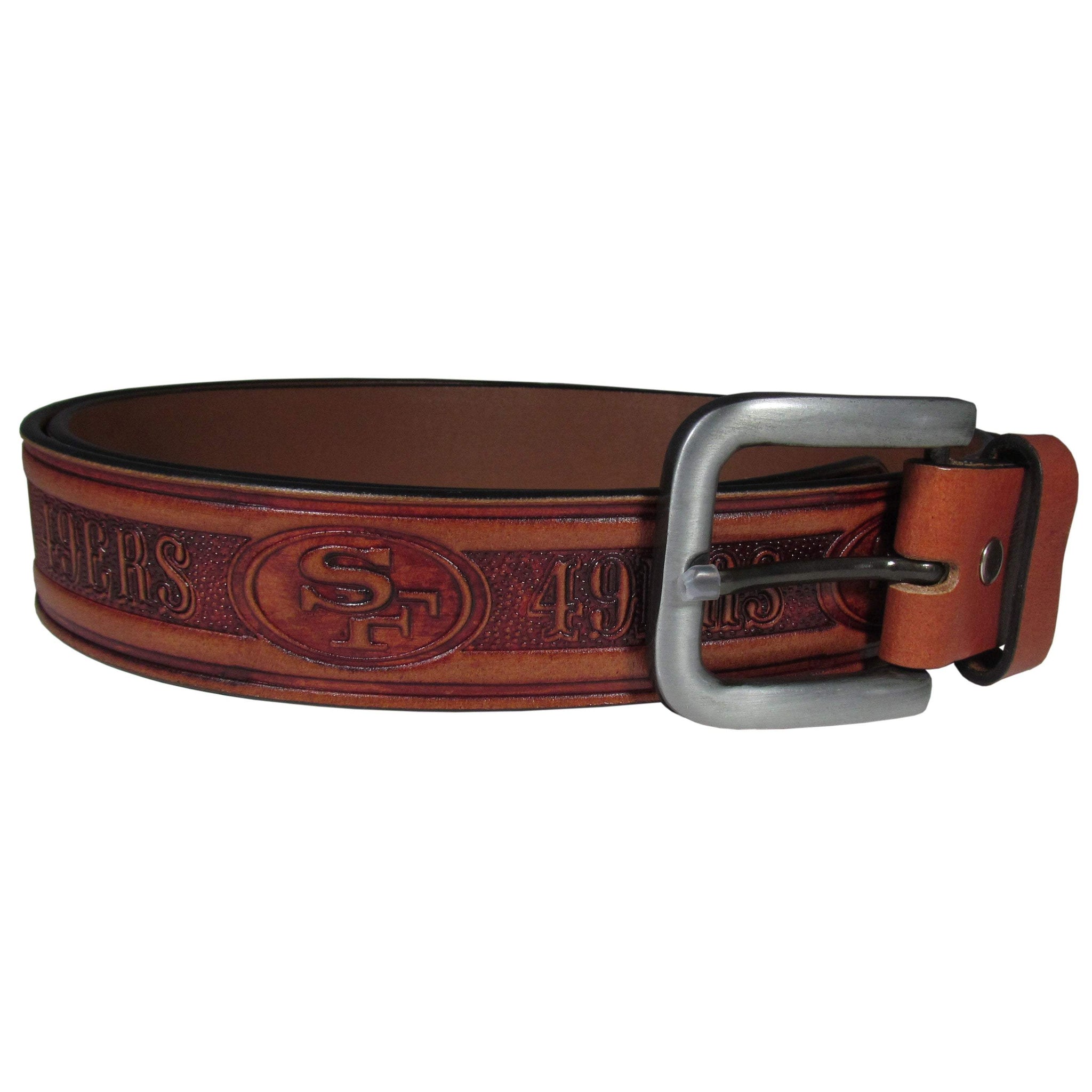 San Francisco 49ers Leather Embossed Belt - San Francisco 49ers - Flyclothing LLC