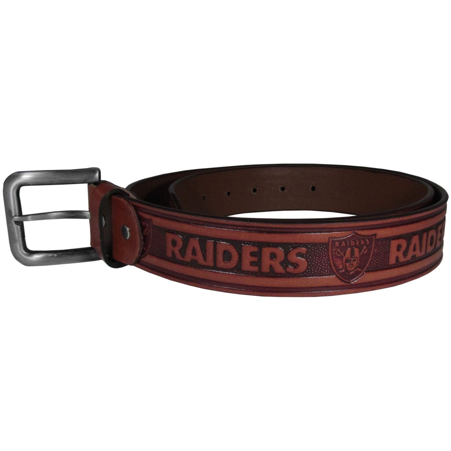 Las Vegas Raiders Leather Embossed Belt - Las Vegas Raiders - Flyclothing LLC