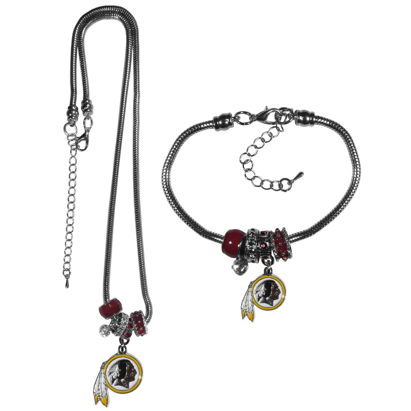 Washington Commanders Euro Bead Necklace and Bracelet Set - Siskiyou Buckle - Flyclothing LLC