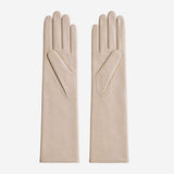 Leonora (cream) - Italian cashmere lined 6-button length leather gloves
