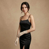 Leonora (cream) - Italian cashmere lined 6-button length leather gloves