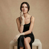 Leonora (cream) - Italian cashmere lined 6-button length leather gloves