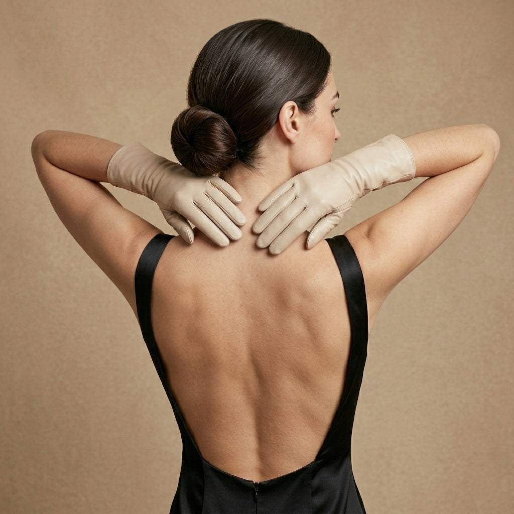 Leonora (cream) - Italian cashmere lined 6-button length leather gloves