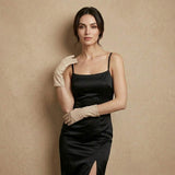 Leonora (cream) - Italian cashmere lined 6-button length leather gloves