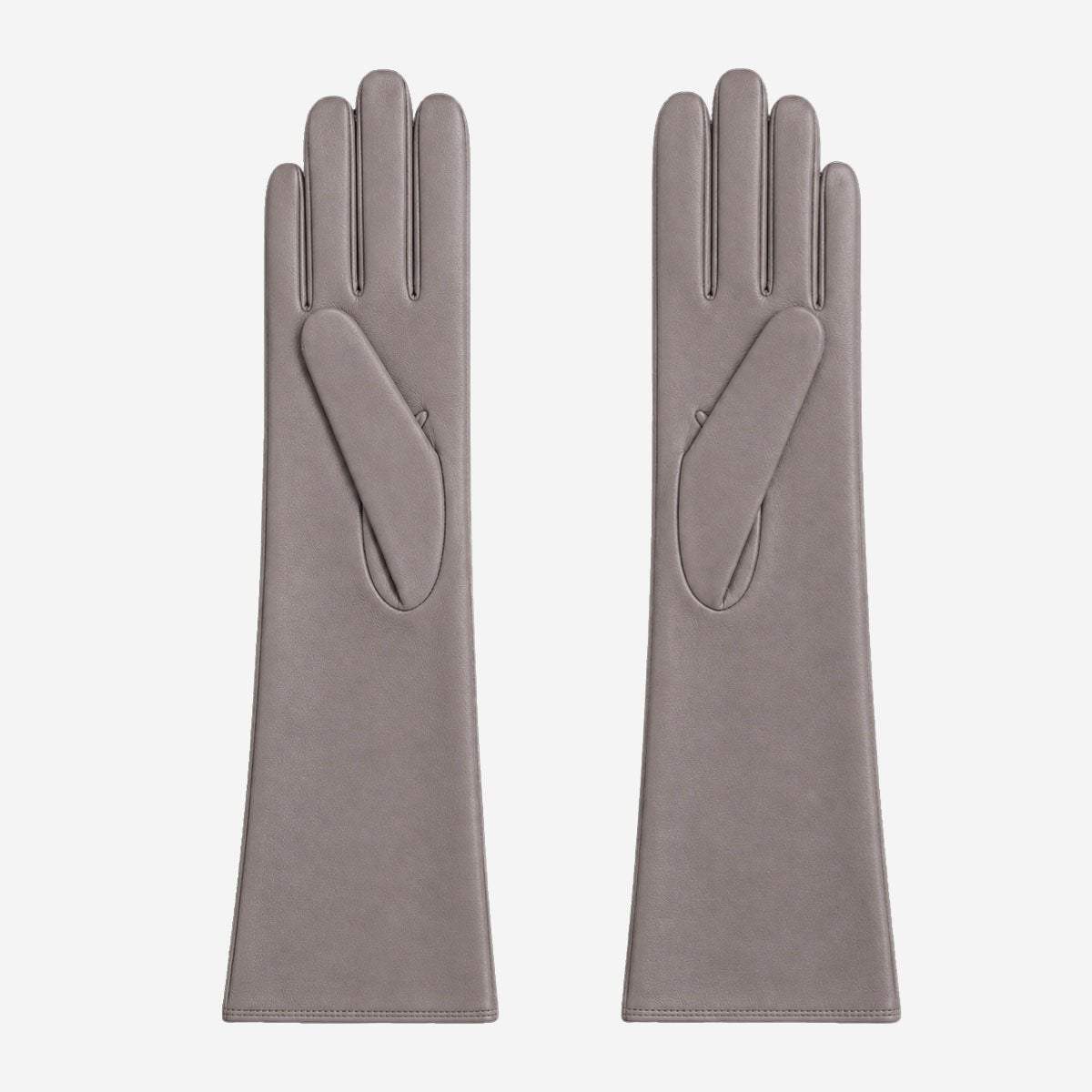 Leonora (grey) - Italian cashmere lined 6-button length leather gloves