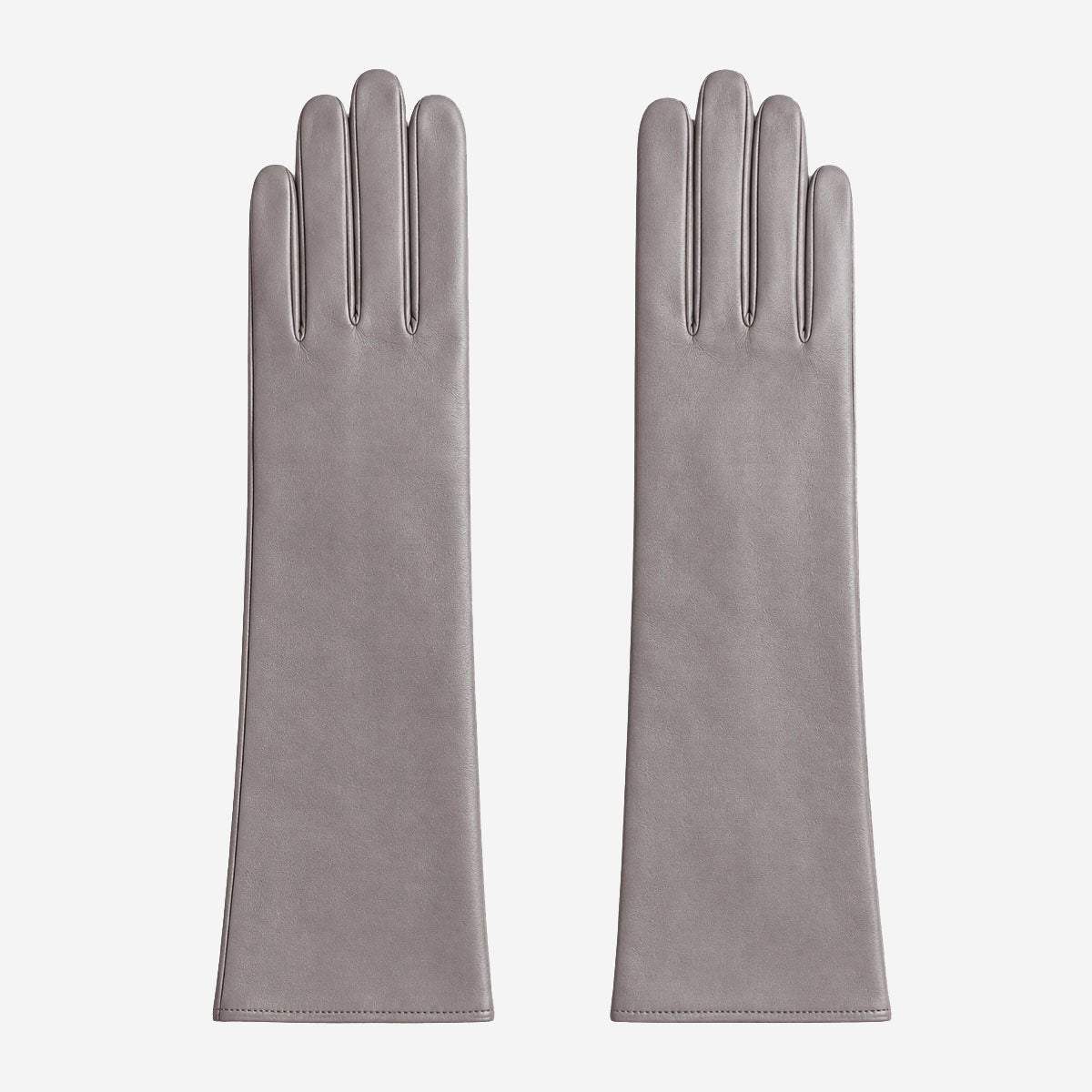 Leonora (grey) - Italian cashmere lined 6-button length leather gloves