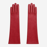 Leonora (deep red) - Italian cashmere lined 6-button length leather gloves
