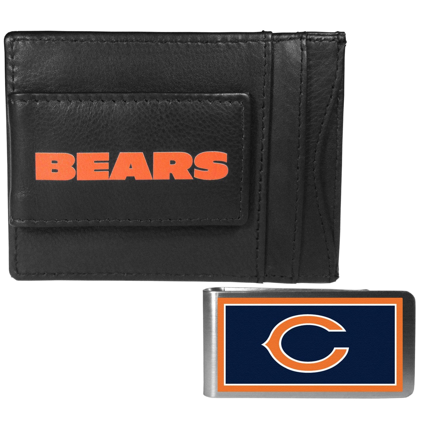 Chicago Bears Leather Cash & Cardholder & Color Money Clip - Chicago Bears - Flyclothing LLC