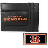 Cincinnati Bengals Leather Cash & Cardholder & Color Money Clip - Cincinnati Bengals
