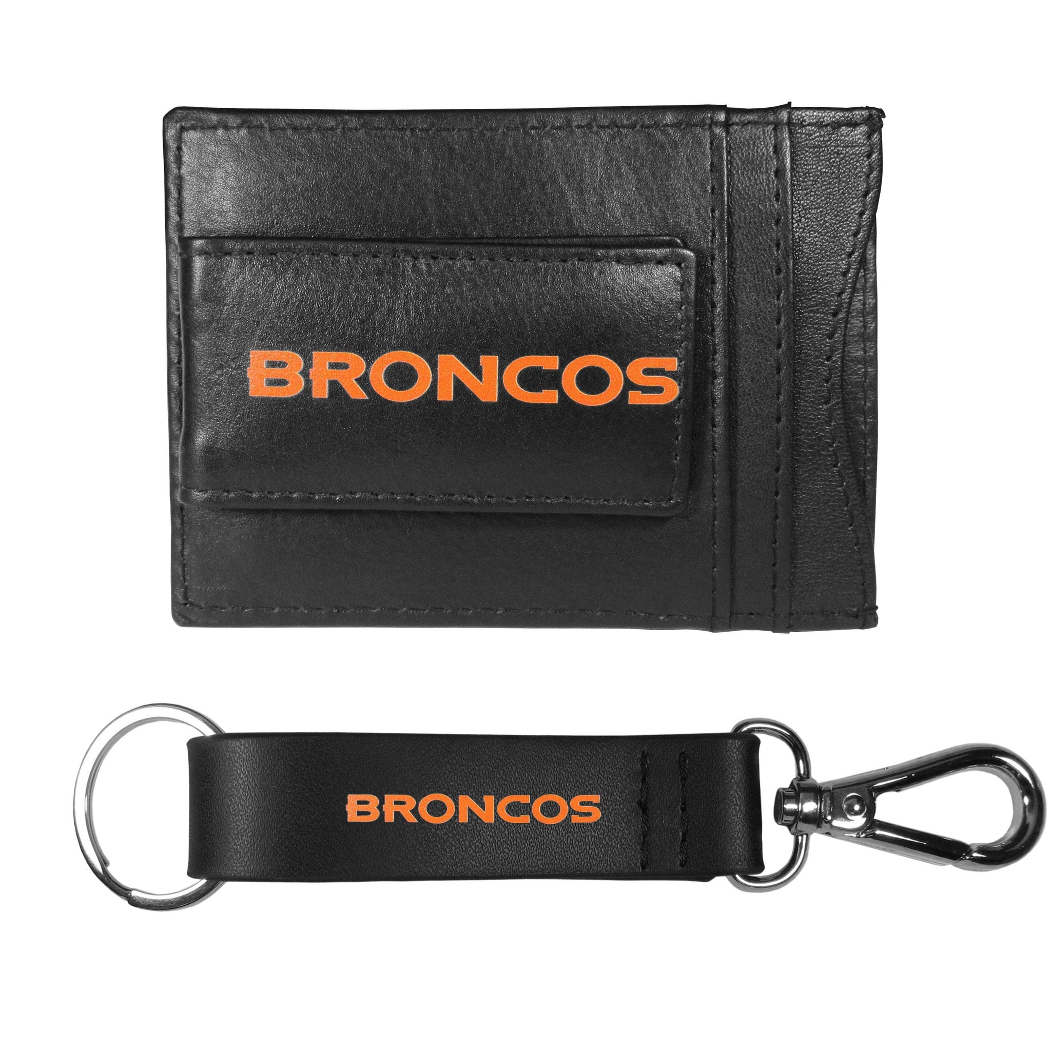 Denver Broncos Leather Cash & Cardholder & Strap Key Chain - Denver Broncos - Flyclothing LLC