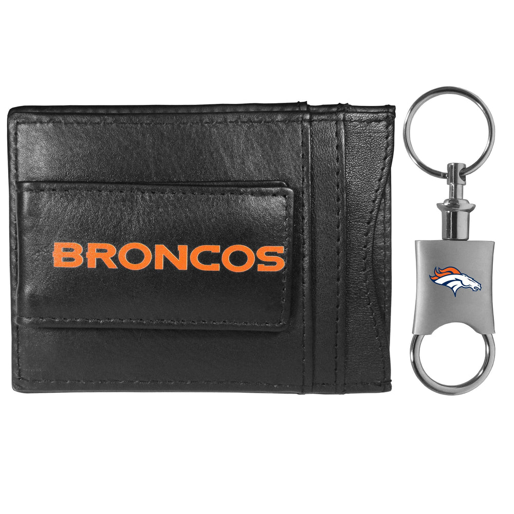 Denver Broncos Leather Cash & Cardholder & Valet Key Chain - Denver Broncos