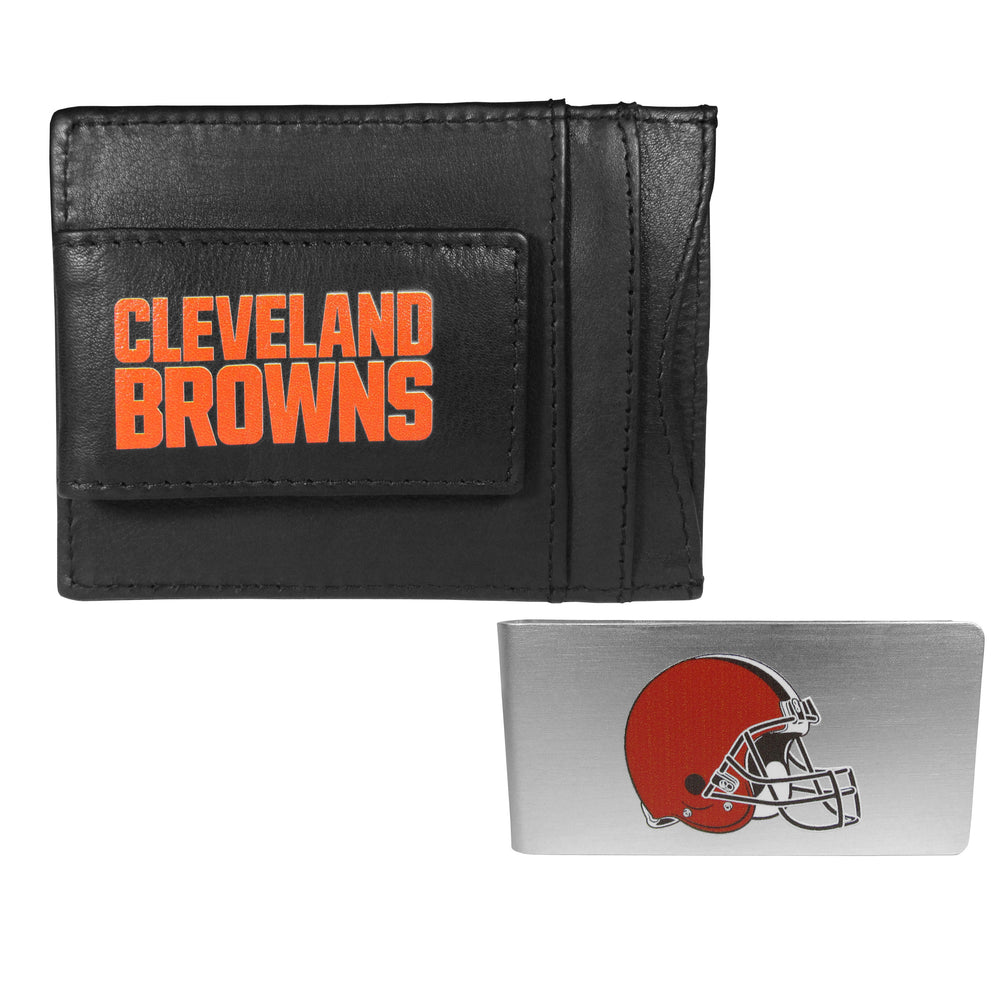 Cleveland Browns Leather Cash & Cardholder & Money Clip - Cleveland Browns
