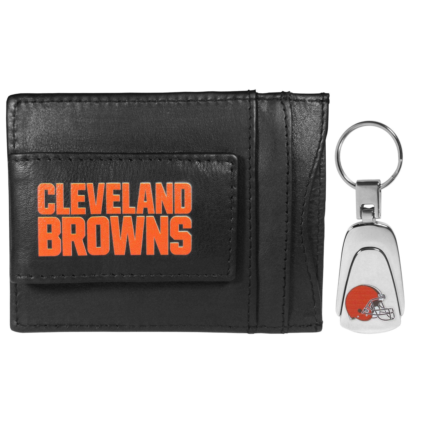 Cleveland Browns Leather Cash & Cardholder & Steel Key Chain - Cleveland Browns - Flyclothing LLC