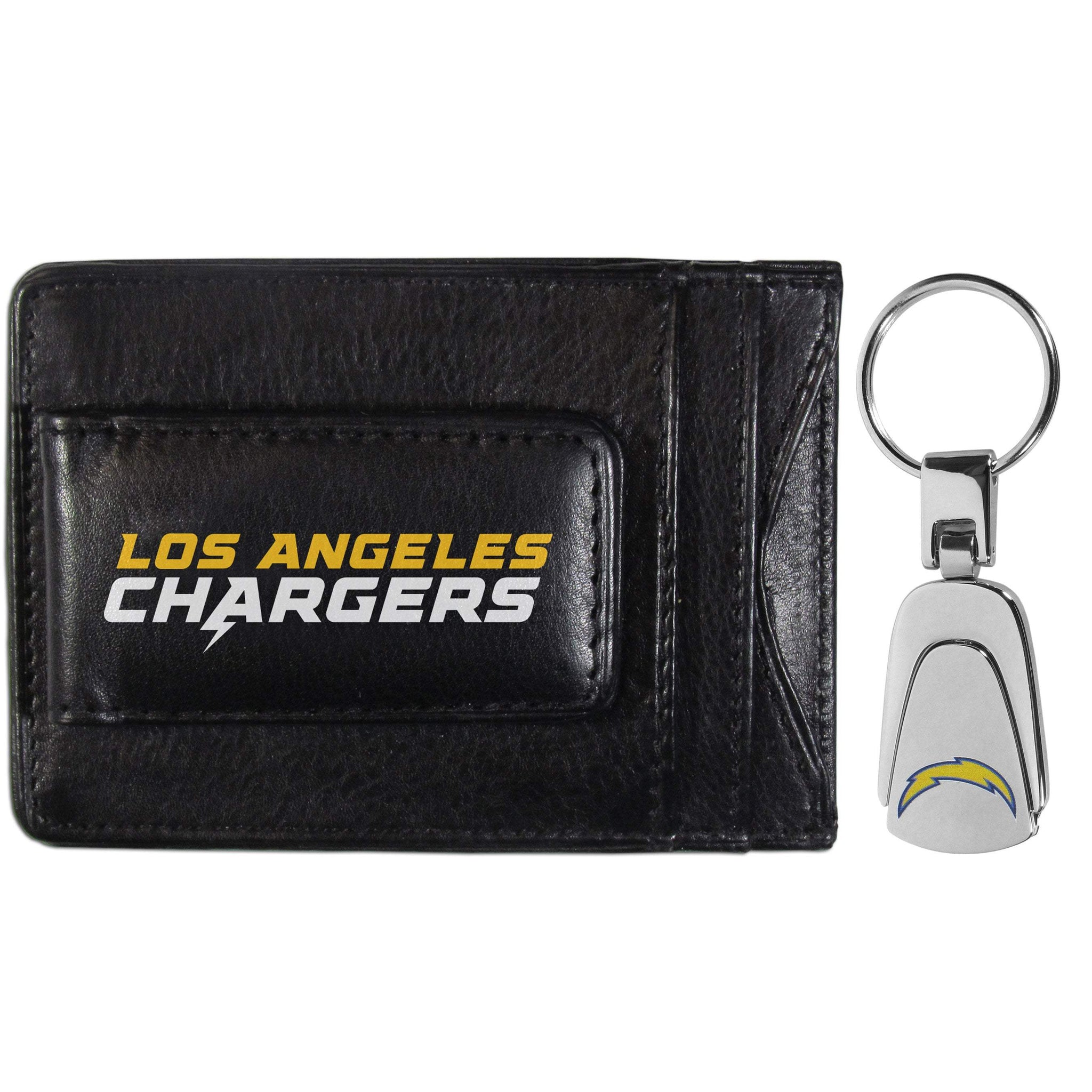 Los Angeles Chargers Leather Cash & Cardholder & Steel Key Chain - Los Angeles Chargers - Flyclothing LLC