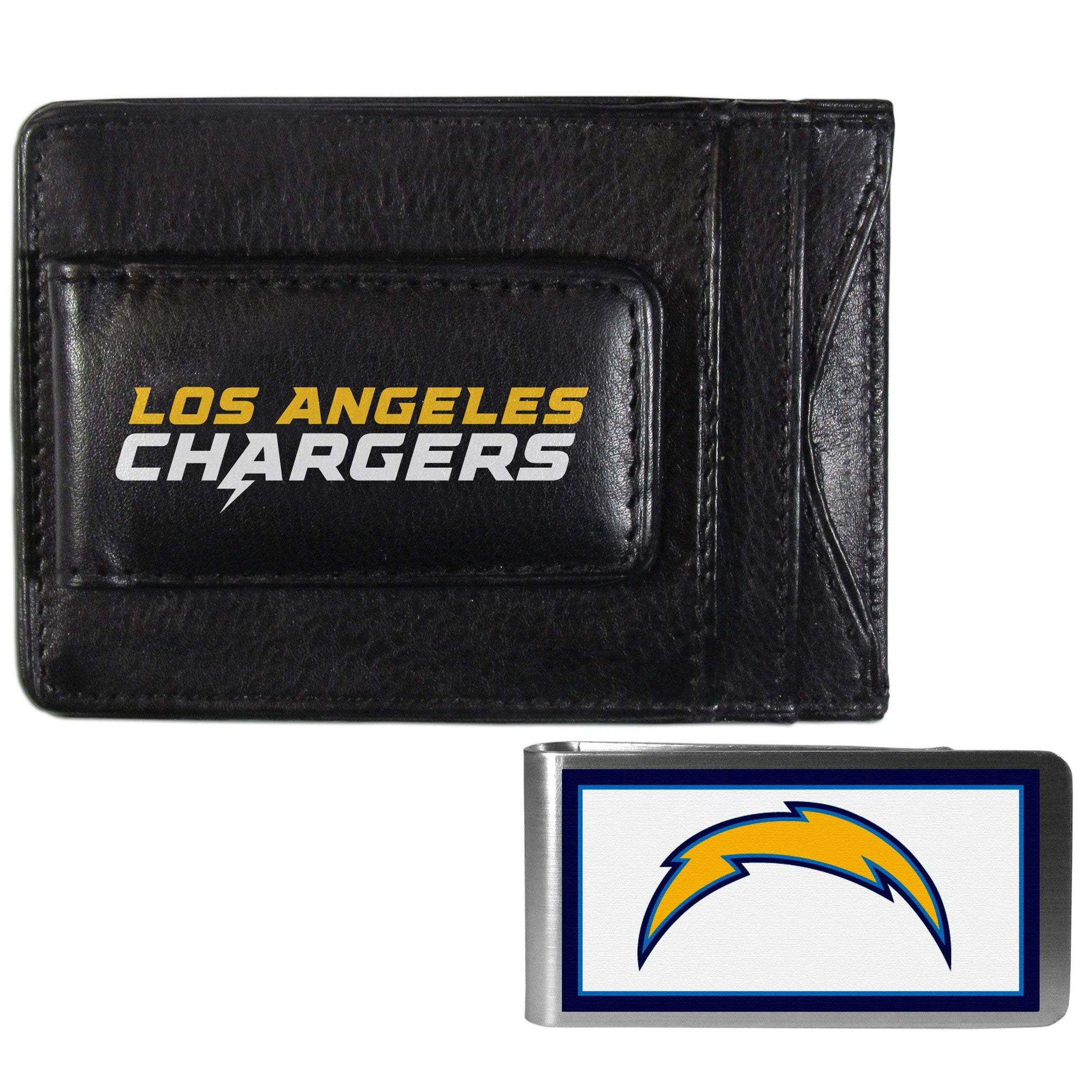 Los Angeles Chargers Leather Cash & Cardholder & Color Money Clip - Los Angeles Chargers - Flyclothing LLC