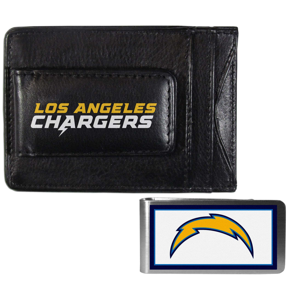 Los Angeles Chargers Leather Cash & Cardholder & Color Money Clip - Los Angeles Chargers - Flyclothing LLC