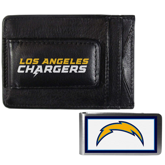 Los Angeles Chargers Leather Cash & Cardholder & Color Money Clip - Los Angeles Chargers - Flyclothing LLC