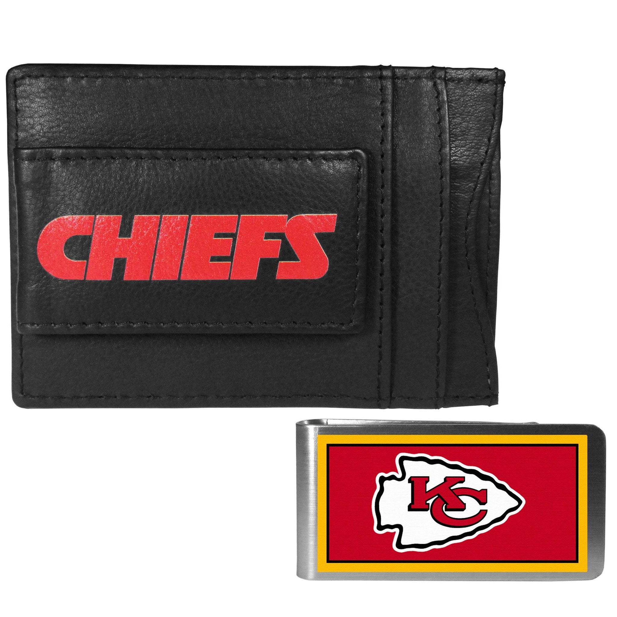 Kansas City Chiefs Leather Cash & Cardholder & Color Money Clip - Kansas City Chiefs - Flyclothing LLC