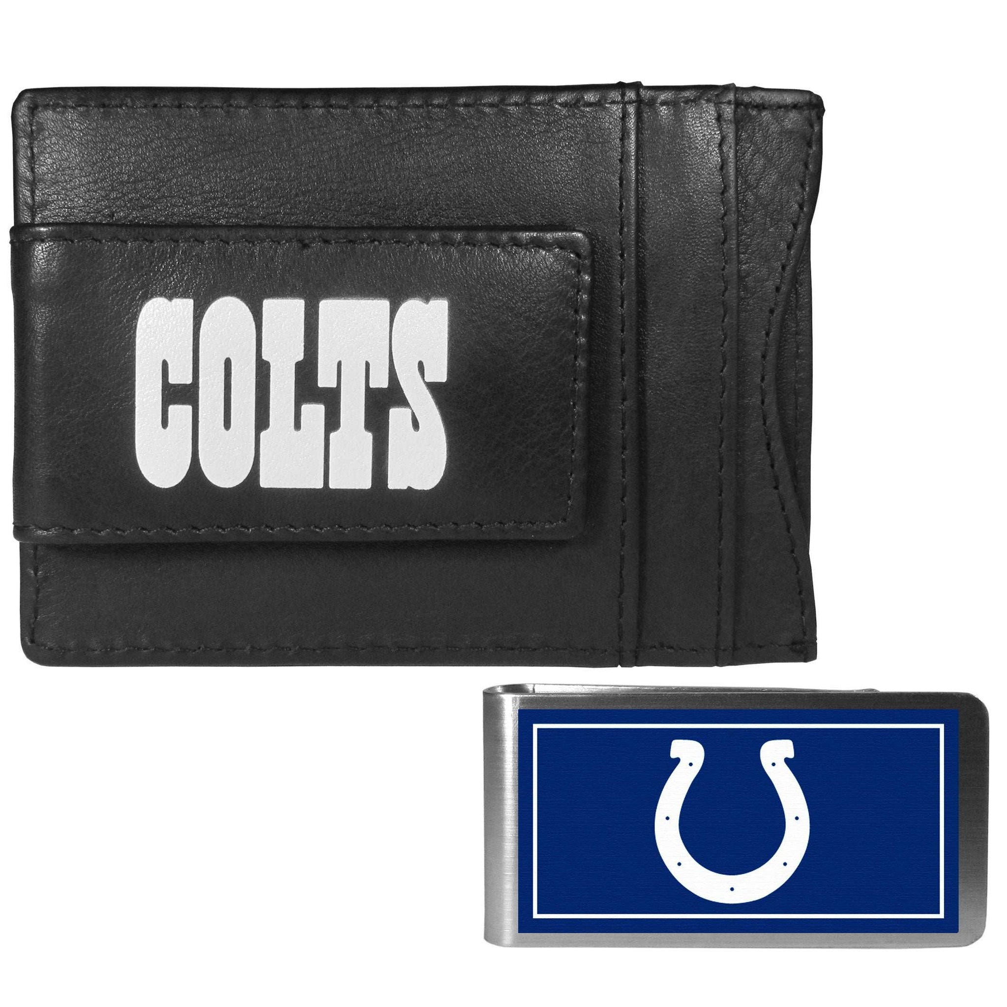Indianapolis Colts Leather Cash & Cardholder & Color Money Clip - Indianapolis Colts - Flyclothing LLC