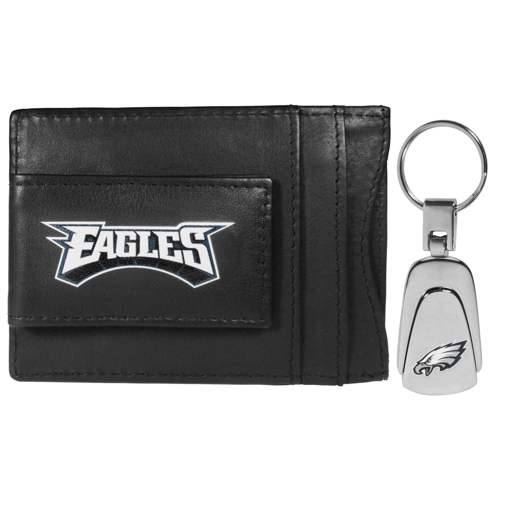 Philadelphia Eagles Leather Cash & Cardholder & Steel Key Chain - Philadelphia Eagles