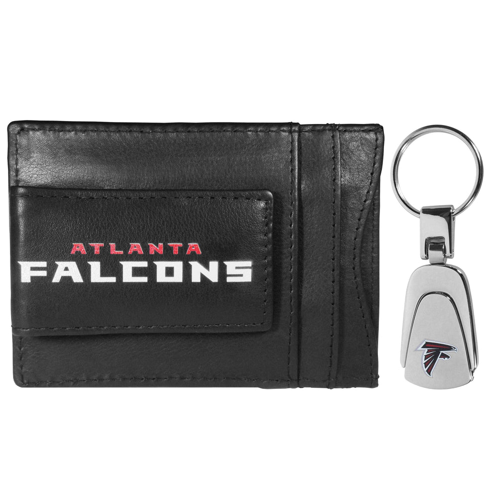 Atlanta Falcons Leather Cash & Cardholder & Steel Key Chain - Atlanta Falcons