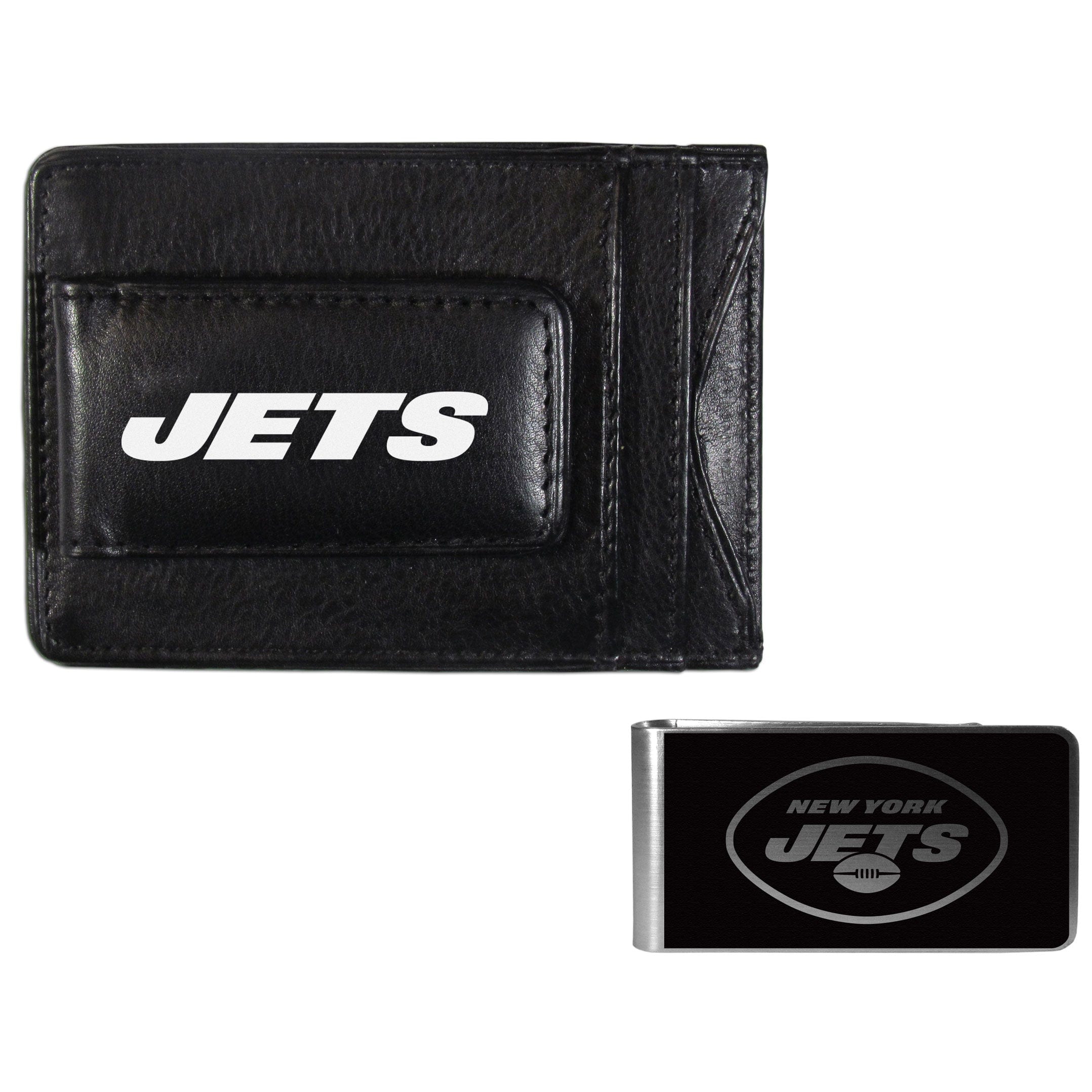New York Jets Leather Cash & Cardholder & Black Money Clip - New York Jets